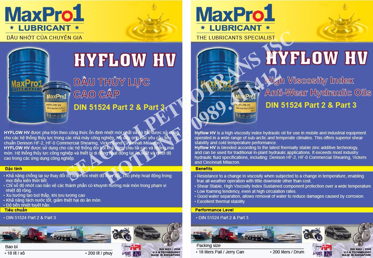 Dầu thủy lực cao cấp MaxPro1 Hyflow HV 32/46/68