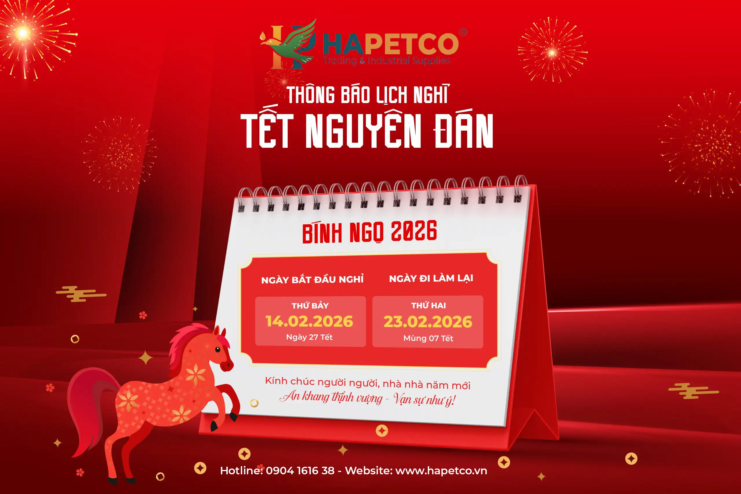 HAPETCO Thông báo nghỉ Tết nguyên đán Bính Ngọ 2026 HAPETCO Thông báo nghỉ Tết nguyên đán Bính Ngọ 2026